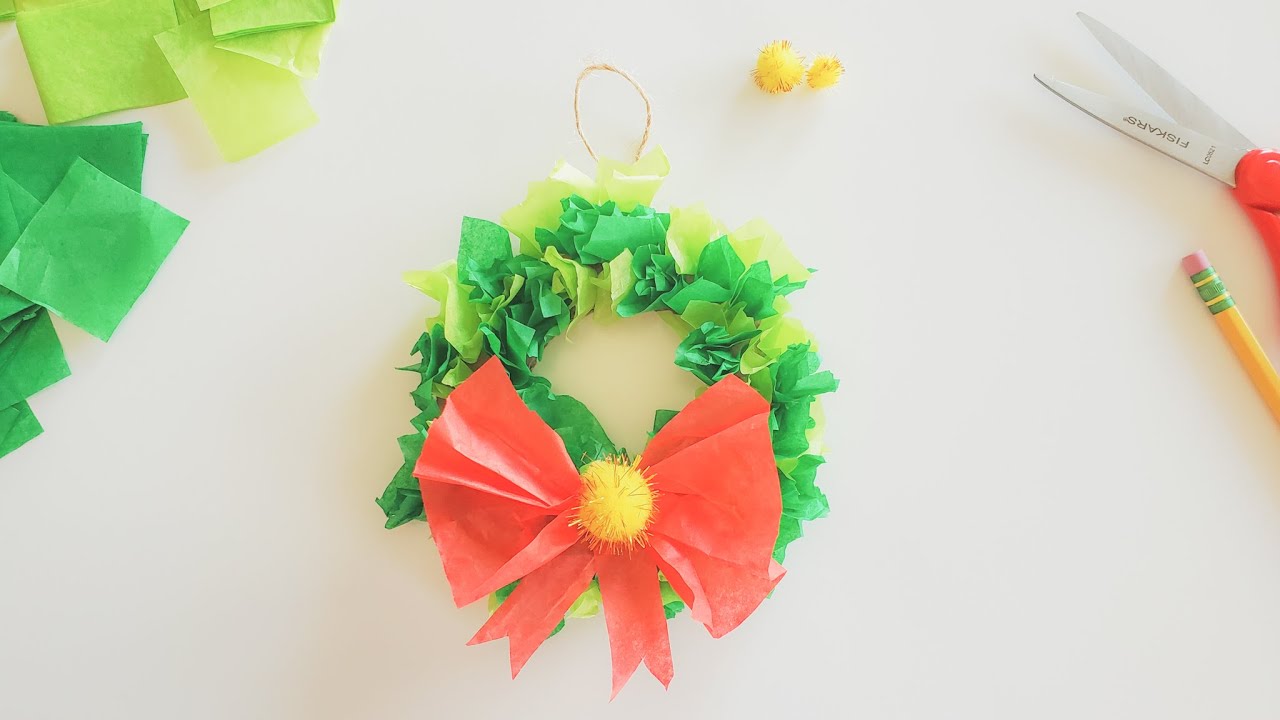 Christmas Wreath Craft with Tissue Paper