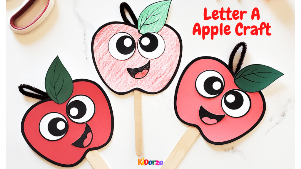 Letter A Apple Craft Popsicle Stick Puppet