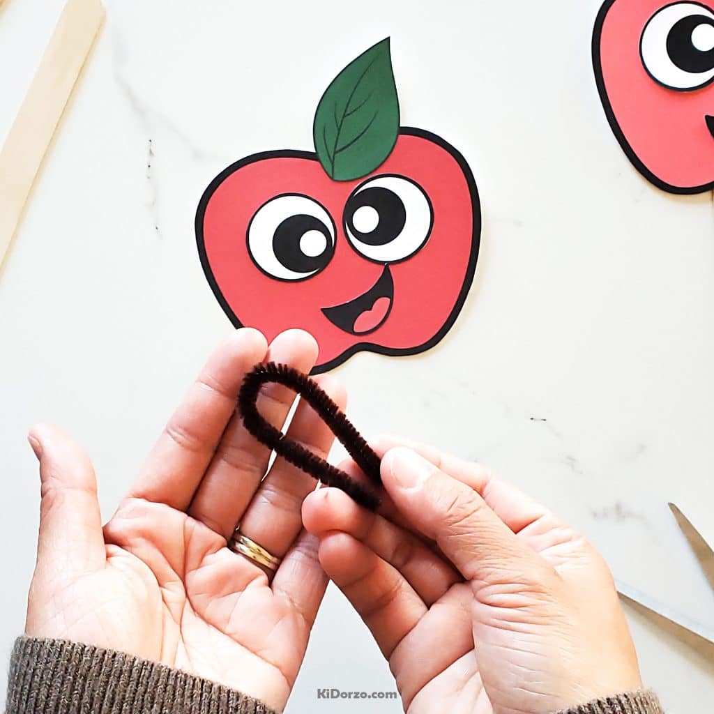 Kidorzo Letter A Apple Craft Brown Pipe Cleaner