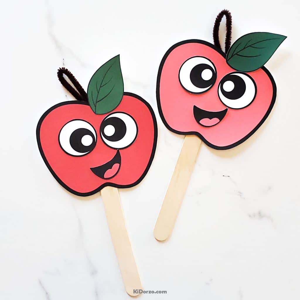 KiDorzo Letter A apple craft 2 apple popsicle stick