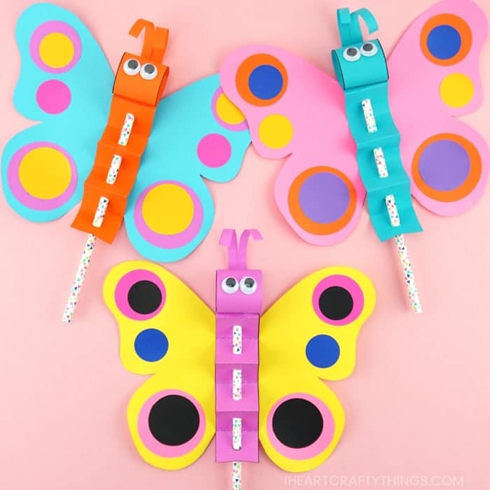 Animal Projects For Preschoolers - Paper Butterfly Puppet