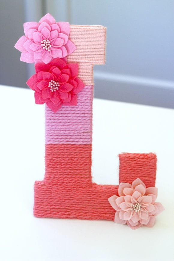 Easy Things To Make For Mother's Day - Easy Yarn-Wrapped Ombre Monogrammed Letter