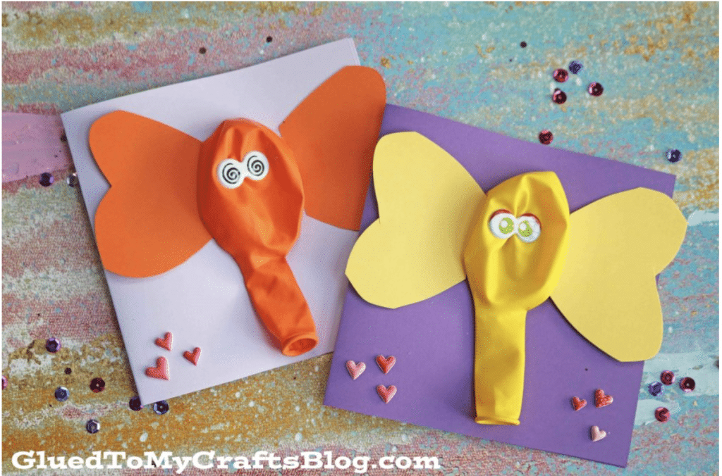 Elephant Crafts For Kids - Balloon Elephant Card