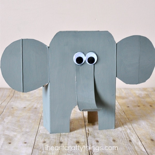 Elephant Crafts For Kids - Cereal Box Elephant Craft