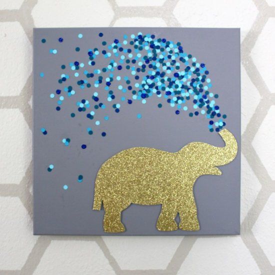 Elephant Crafts for Kids - Elephant Glitter Greeting Card