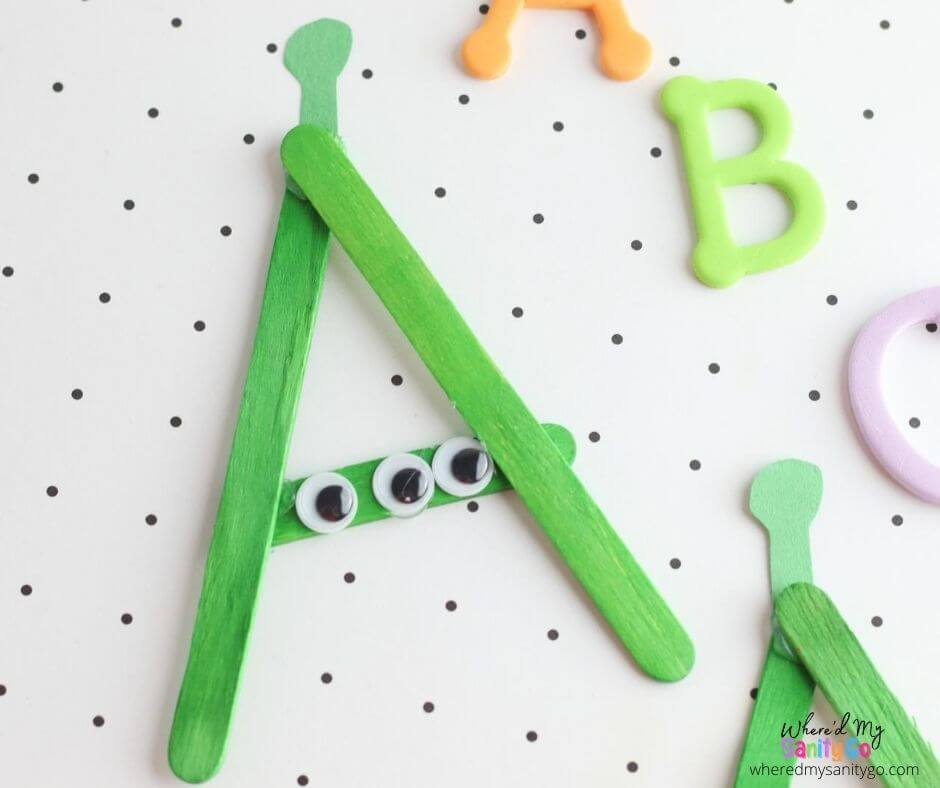 Popsicle Stick Letter Activities - Alien Alphabet Popsicle Stick Craft
