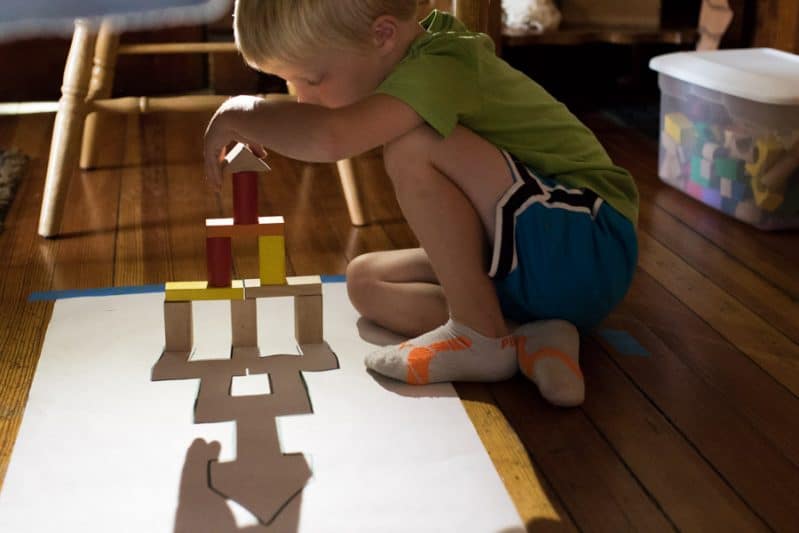 Block Activities For Toddlers - Shadow Match Activity With Building Blocks