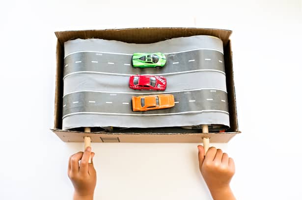 Car Crafts For Toddlers - Diy Cardboard Car Conveyor Belt