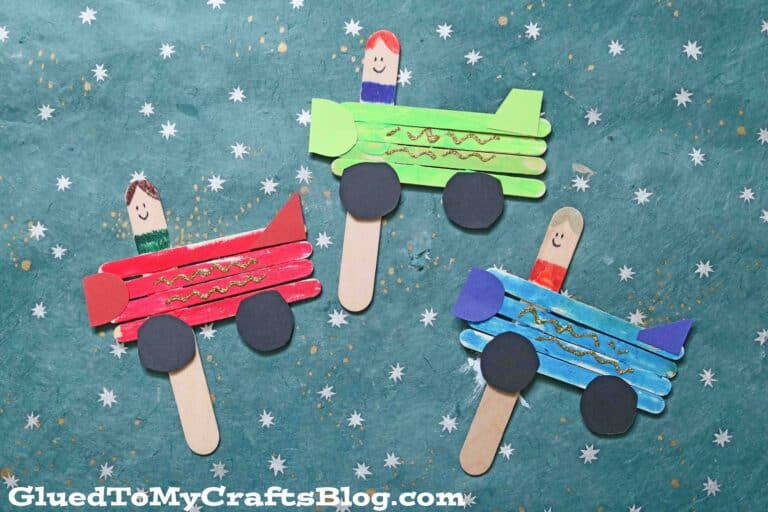 Car Crafts For Toddlers - Popsicle Stick Car Puppets