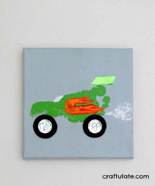 Car Crafts For Toddlers - Race Car Footprint Canvas