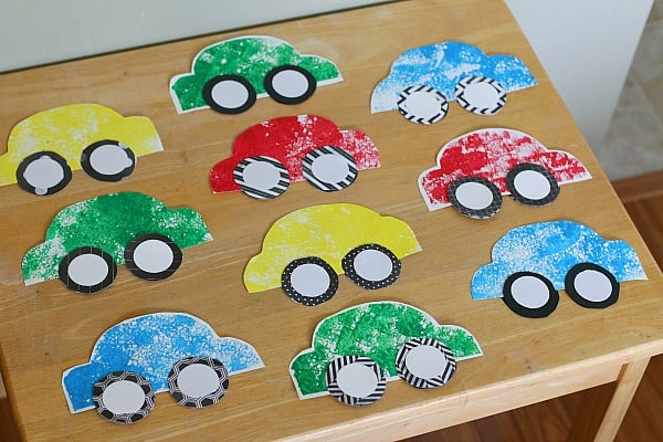 Car Crafts For Toddlers - Sponge Painting Car Craft