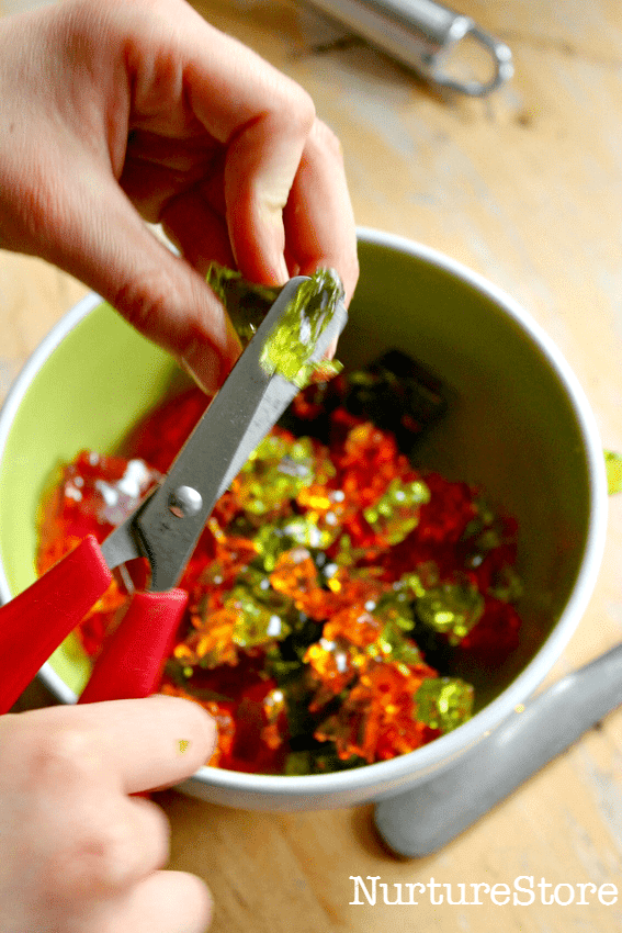 Cutting Activities For Toddlers - Cutting Gelatin (Jell-O)