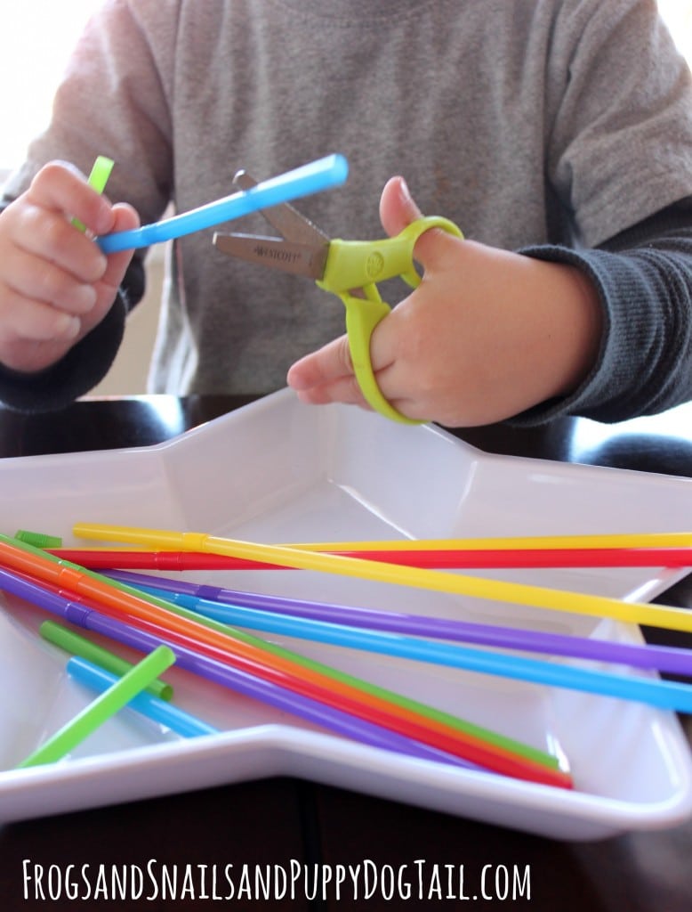 Cutting Activities For Toddlers - Cutting Plastic Straws