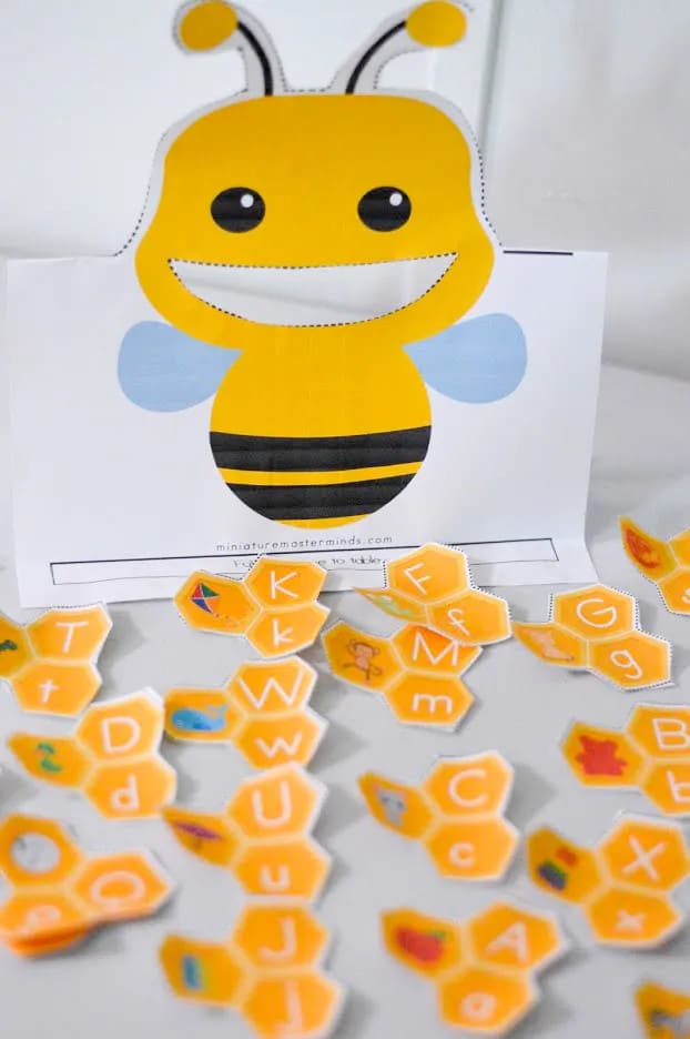Bug Activities For Toddlers - Feed The Bee Alphabet