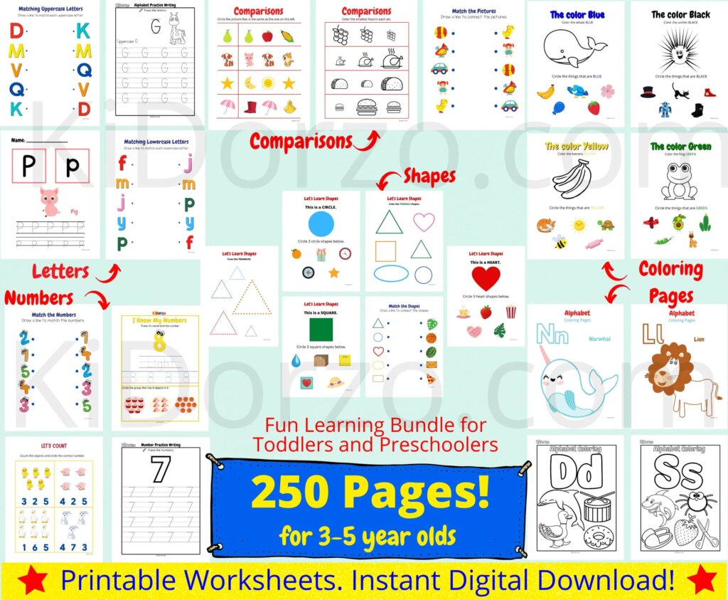 ABC Printables for Toddlers - Alphabet, Tracing, Numbers, Shapes, and Fun Coloring Pages