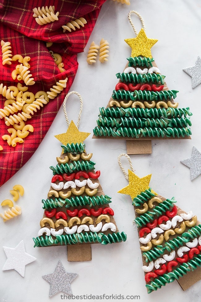 Christmas Arts And Crafts For Preschoolers - Christmas Tree Pasta And Macaroni Craft