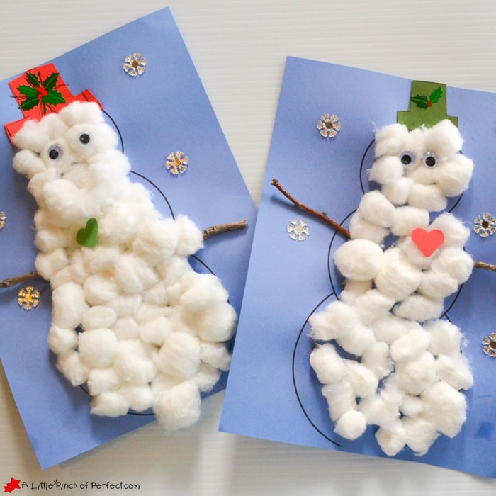 Christmas Arts And Crafts For Preschoolers - Cotton Ball Snowman