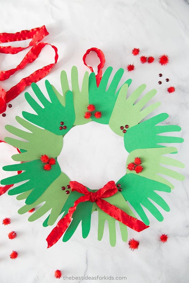 Christmas Arts And Crafts For Preschoolers - Handprint Wreath