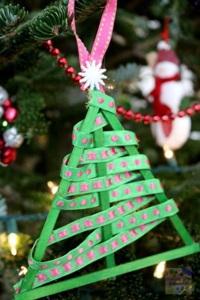 Christmas Arts And Crafts For Preschoolers - Ribbon Christmas Tree Ornament
