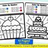 Color By Number Kids Printable, Food Theme Coloring Pages For Preschool And Kindergarten