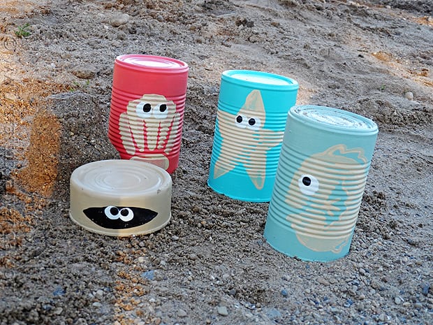 Beach Crafts for Toddlers - Sea Creatures Tin Cans 