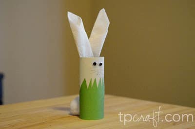 Easy Art Projects for Toddlers - Cardboard Tube Bunny In The Grass