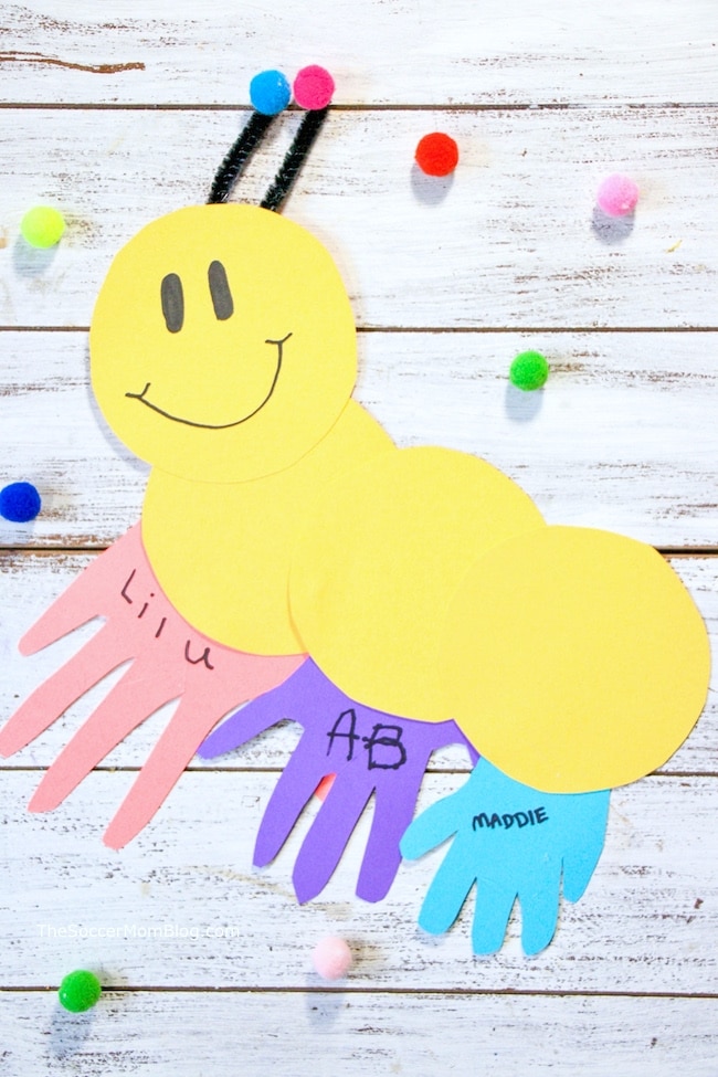 Easy Art Projects For Toddlers - Handprint Caterpillar Craft