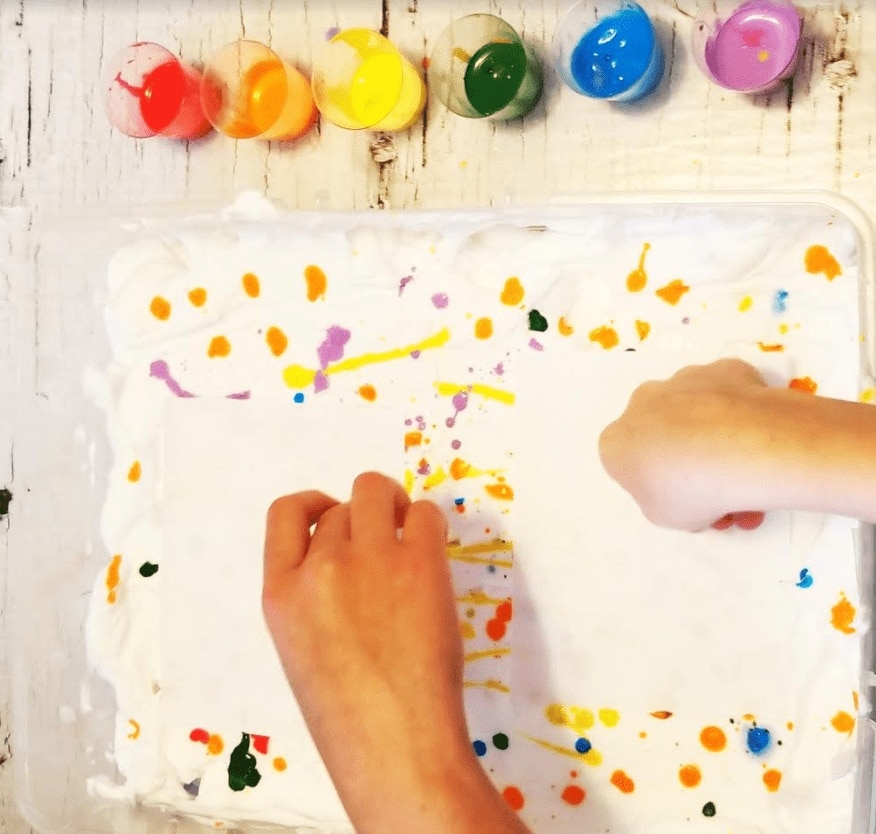 Easy Art Projects for Toddlers - Shaving Cream Marbling Craft