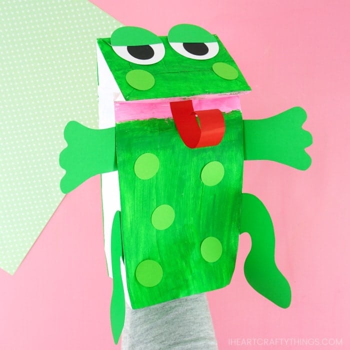 Frog Crafts for Toddlers - Paper Bag Frog Puppet