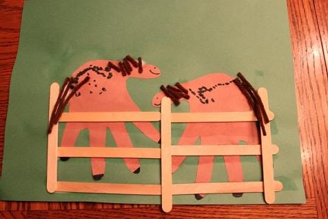Horse Crafts for Preschoolers - Handprint Horses in Fences