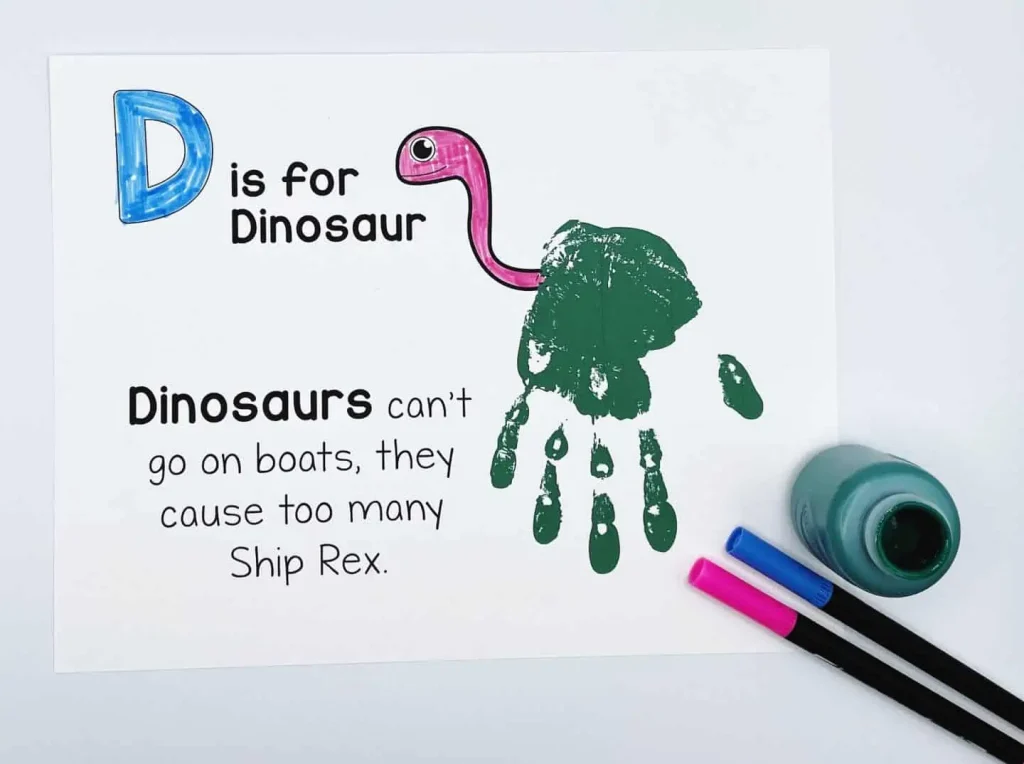 Letter D Crafts For Toddlers Dinosaur Handprint Craft