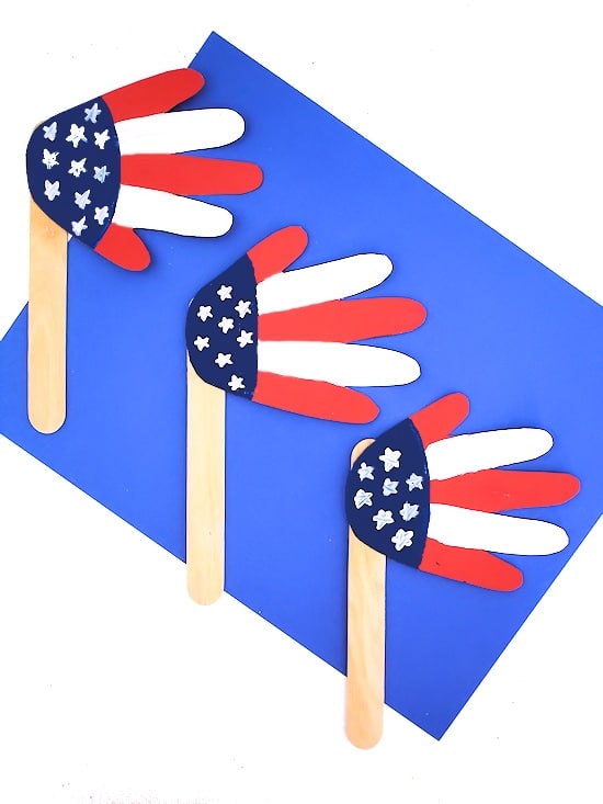 Patriotic Crafts For Preschoolers - Flag Handprint Craft