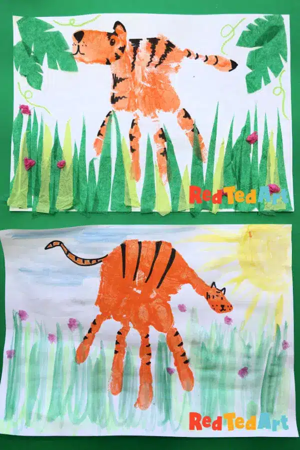 Tiger Activities for Preschoolers - Letter T Crafts for Toddlers - Handprint Tiger