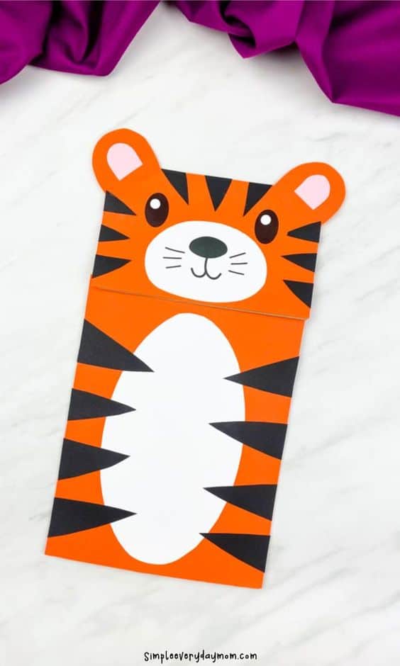 Tiger Activities for Preschoolers - Brown Paper Bag Tiger Craft