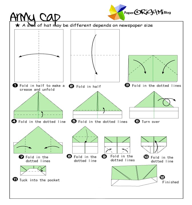 Army Crafts For Kids - Army Cap Origami Template