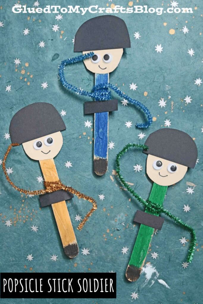 Army Crafts For Kids - Popsicle Stick Soldier Puppet