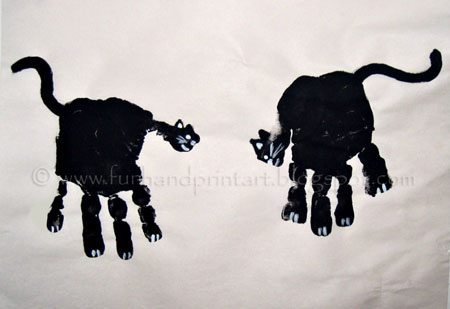 Cat Crafts for Toddlers - Handprint Halloween Black Cat Art
