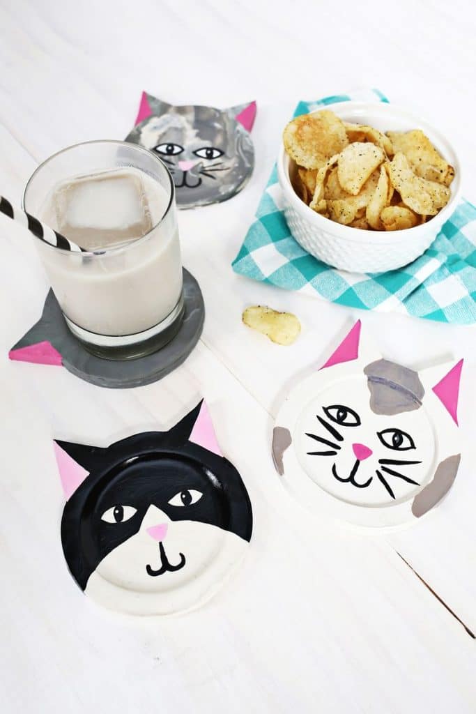 Cat Crafts for Toddlers - Simple Clay Cat Coaster