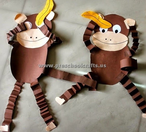 Monkey Crafts For Toddlers - Accordion Arms Monkey Craft