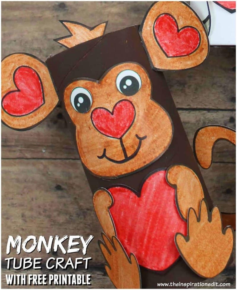 Monkey Crafts For Toddlers - Valentine's Day Toilet Tube Monkey