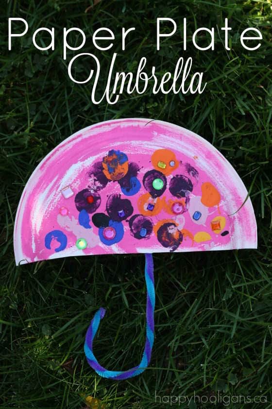 Rain Crafts For Toddlers - Paper Plate Umbrella Collage