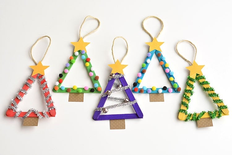 Ornaments Crafts for Toddlers - Popsicle Stick Christmas Tree